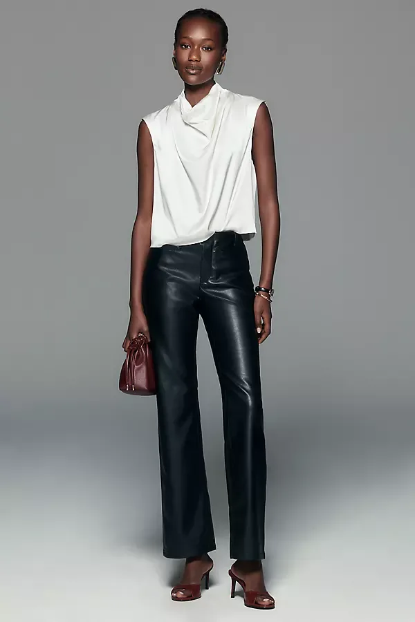 Faux Leather Mid Rise Pants by Anthropologie