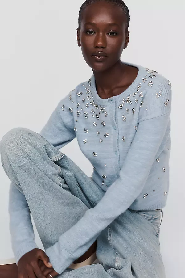 Wool Blend Beaded Cardigan by Maeve