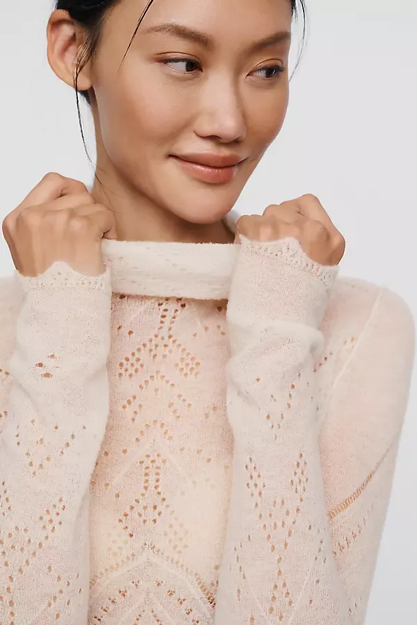 Pilcro Merino Wool Blend Pointelle Turtleneck Sweater by Anthropologie