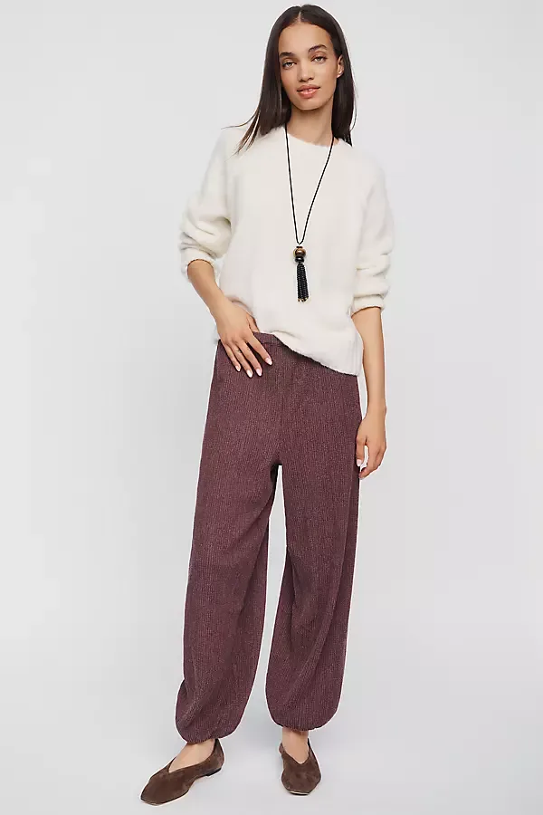 Cotton Blend Textured Balloon Pants by Anthropologie