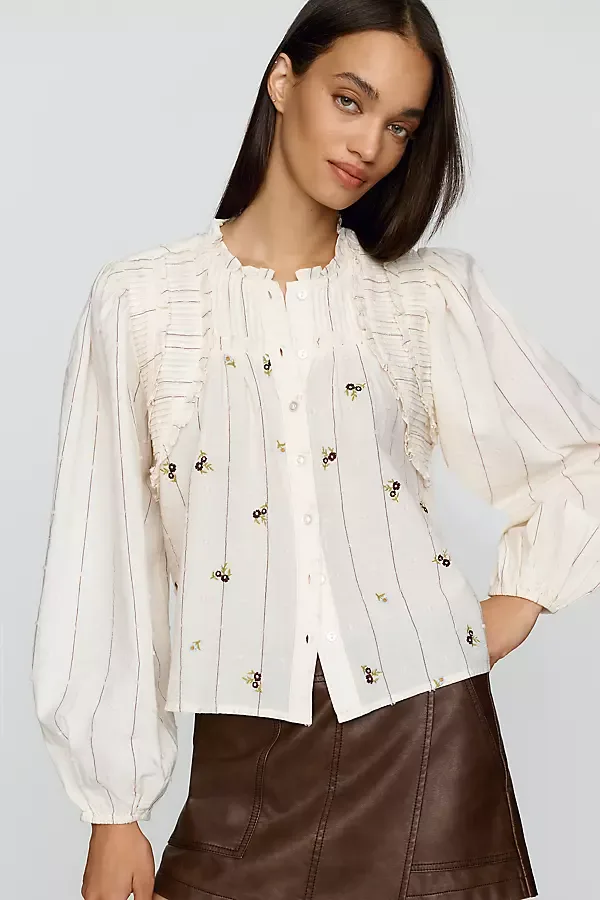 100% Cotton Swing V-Neck Blouse