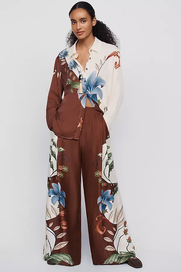 Millena Printed High-Rise Wide-Leg Pants