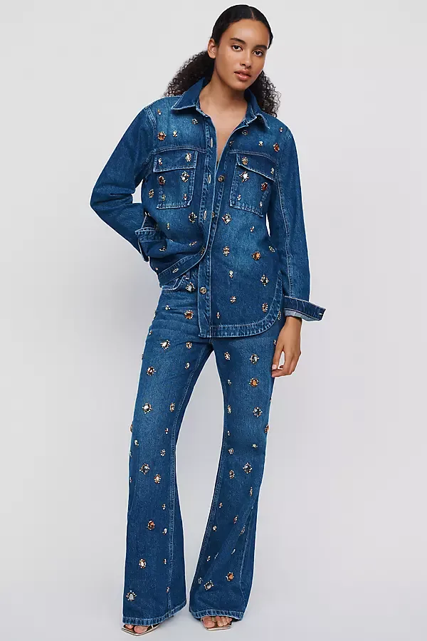 Gems 100% Cotton High-Rise Flare Jeans