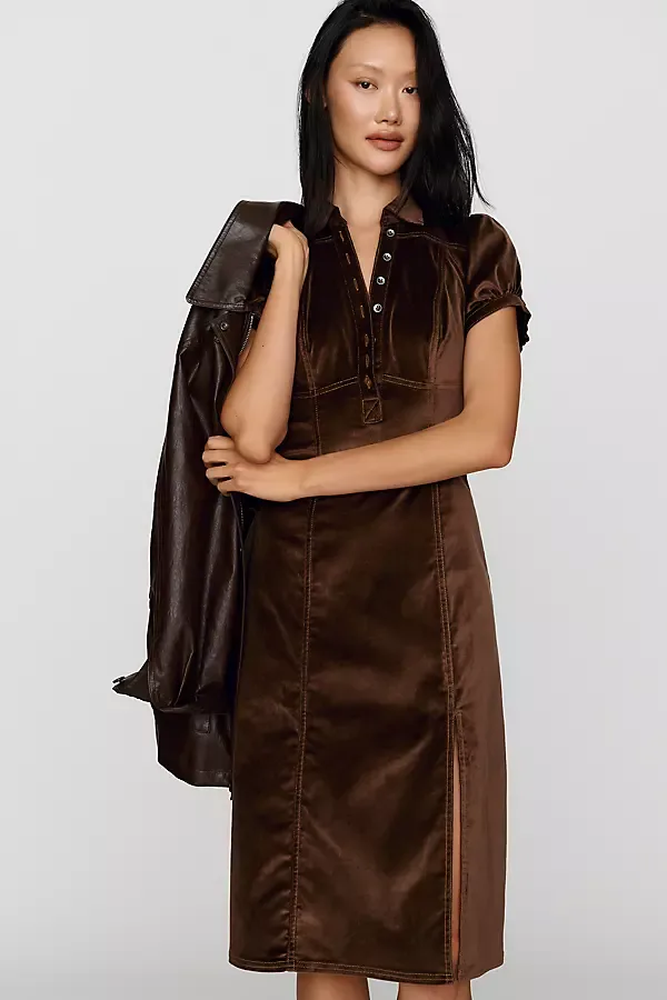 Rebekah Velvet Slim Midi Dress by Pilcro