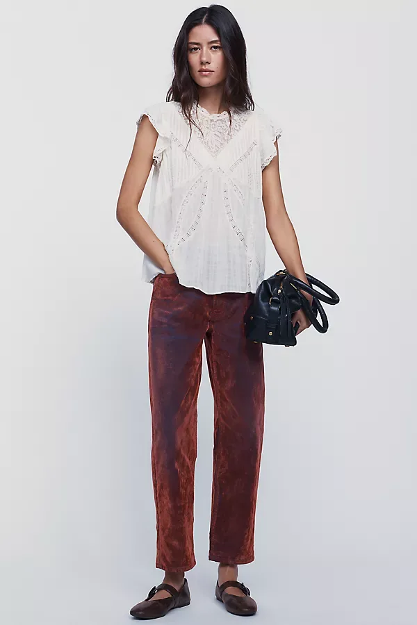 Jules High Rise Relaxed Tapered Velvet Jeans by Pilcro