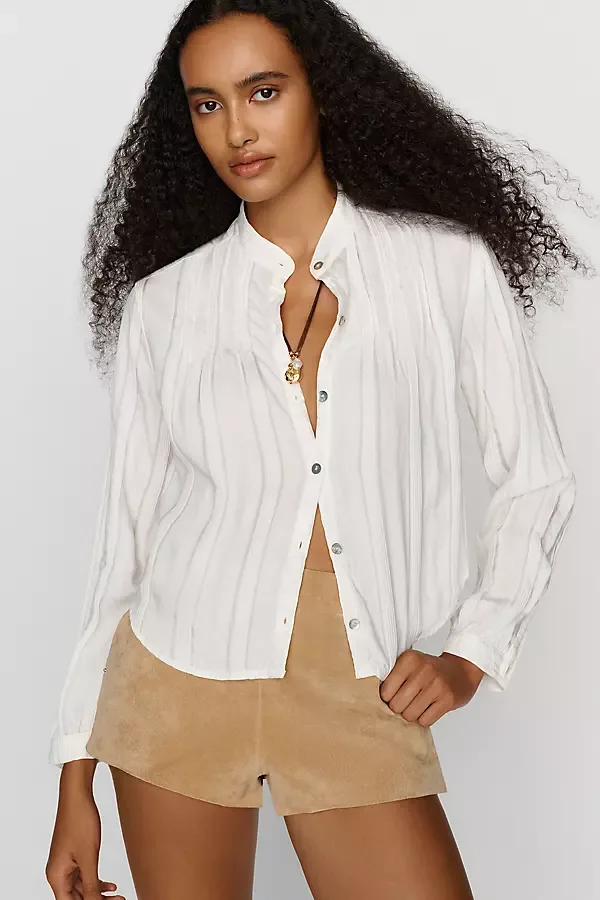 Stand Collar Buttondown Shirt by Bella Dahl