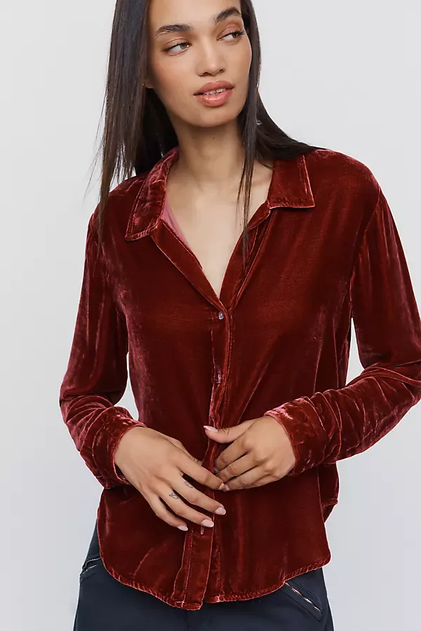 Silk Blend Velvet Buttondown Shirt by Bella Dahl