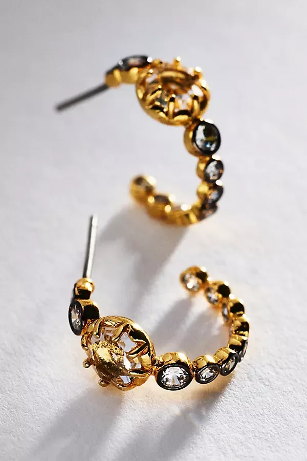 Two Tone Crystal Hoop Earrings