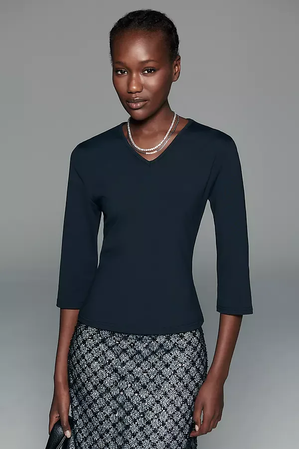 Lioness Bloom 90s V-Neck Long Sleeve Top by Anthropologie