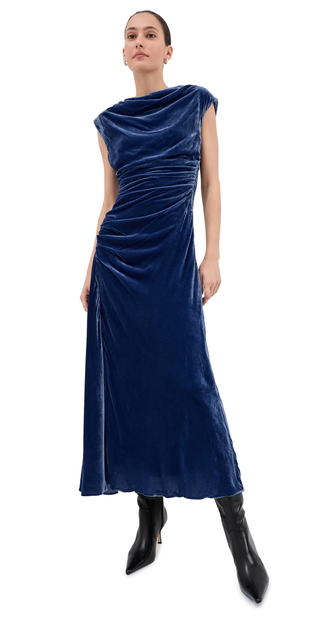 Burke Draped Velvet Midi Dress