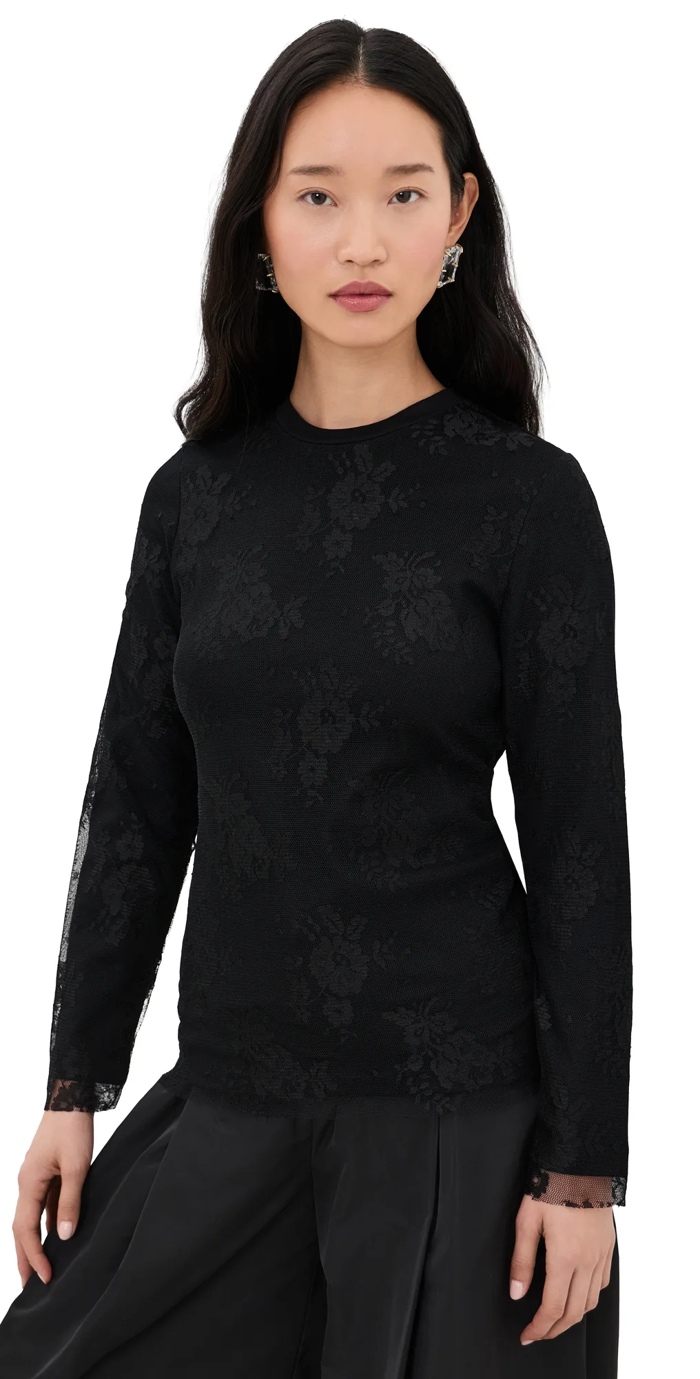 Lace Overlay Fitted Tee