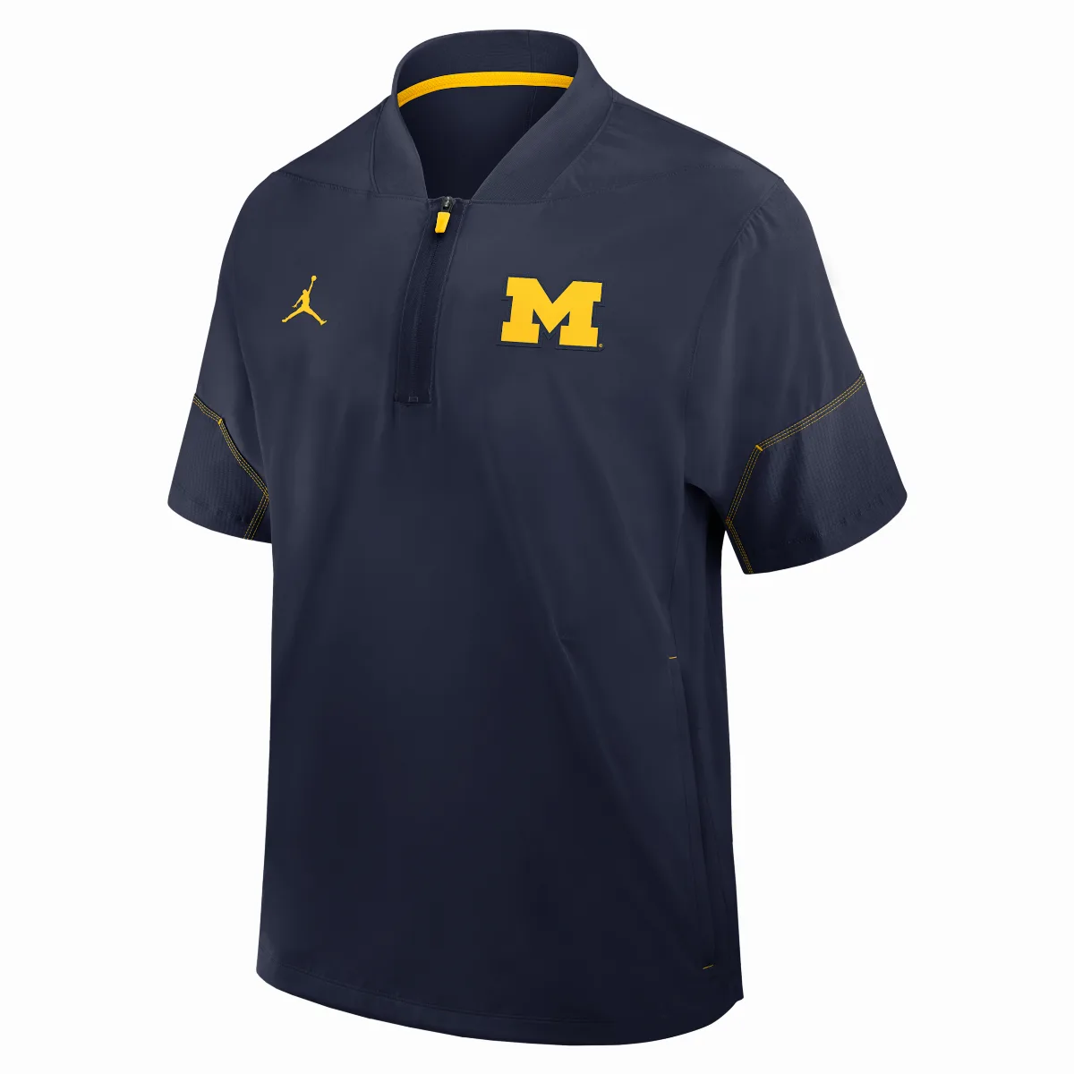 Michigan Sideline Coach Jordan Brand College 1/2-Zip Short-Sleeve Hooded Jacket by Jordan