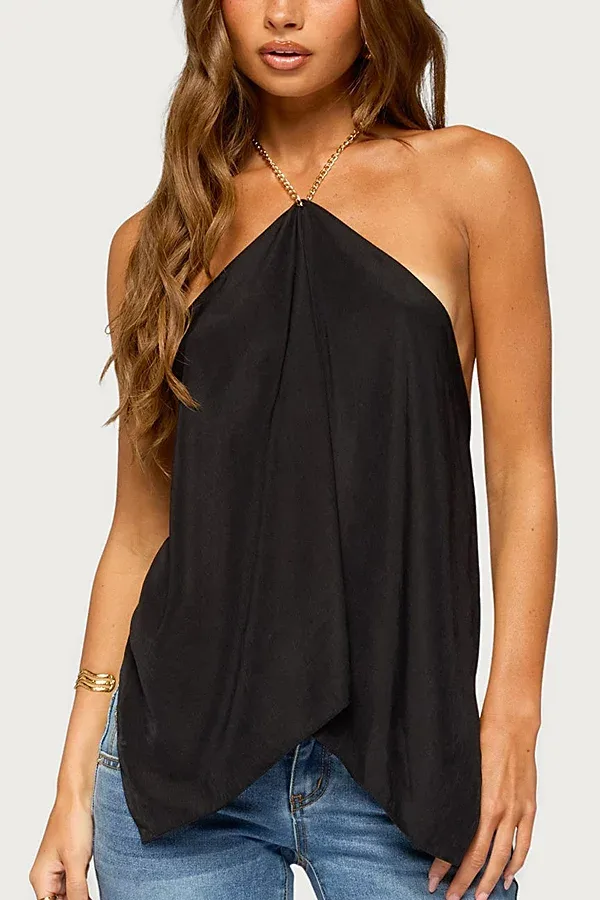 Elni Chain Backless Halter Top