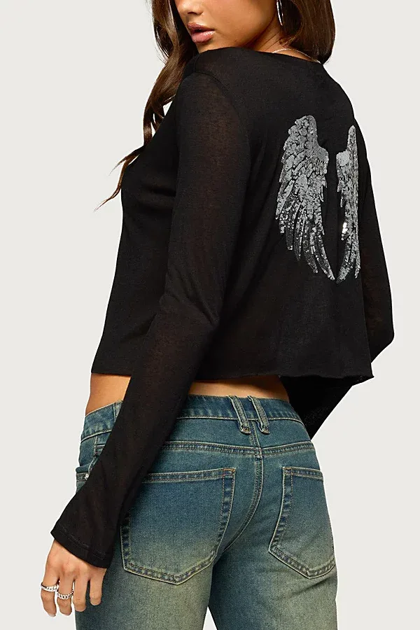 Angel Girl Sheer Long Sleeve Top by Edikted
