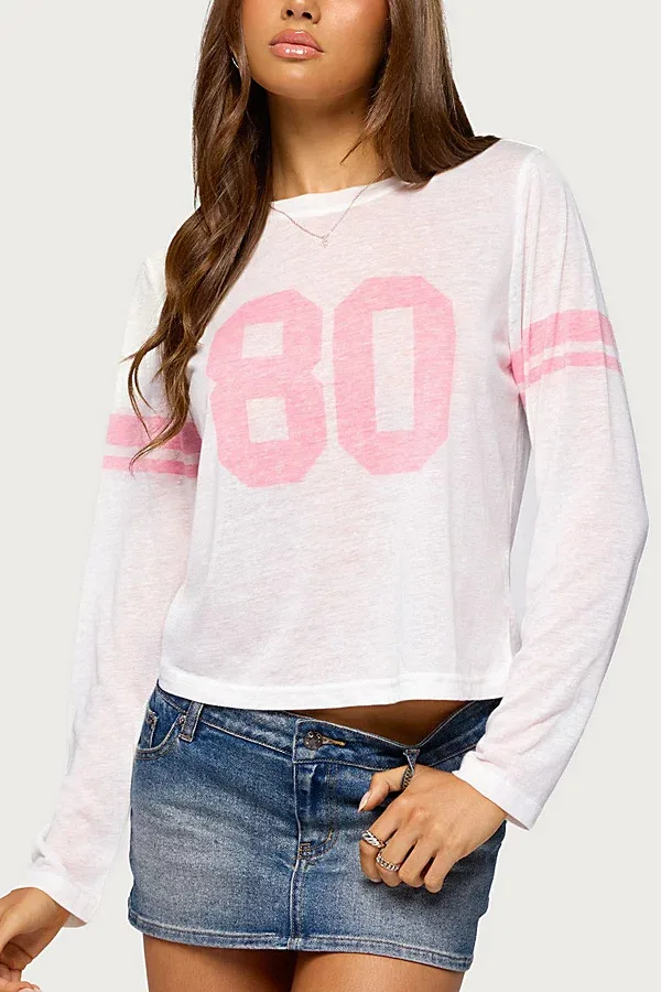 80S Chic Sheer Long Sleeve Top
