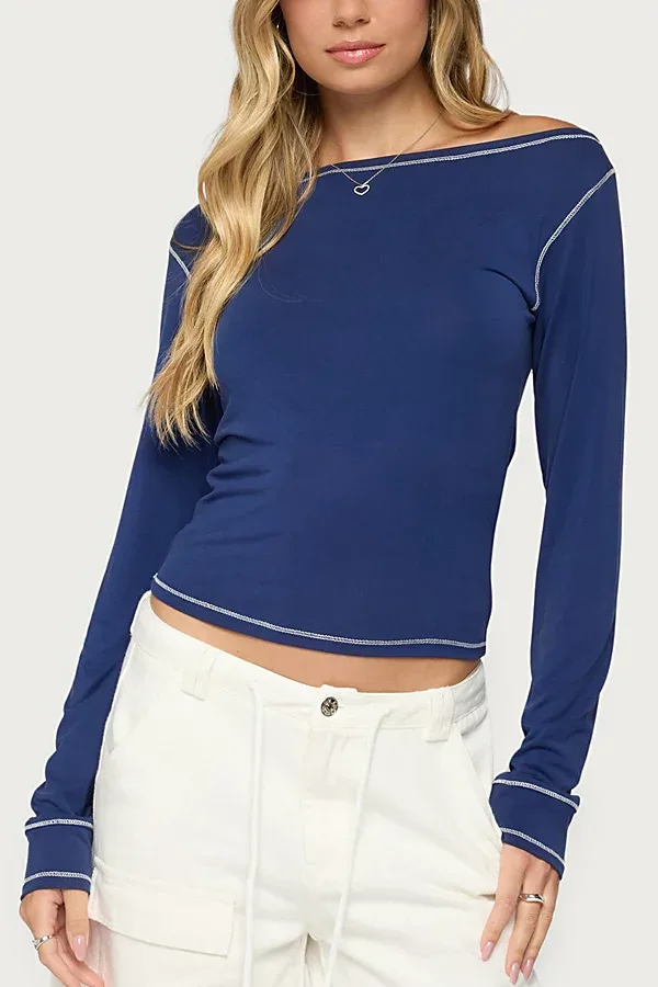 Brooklynn Boat Neck Long Sleeve Top