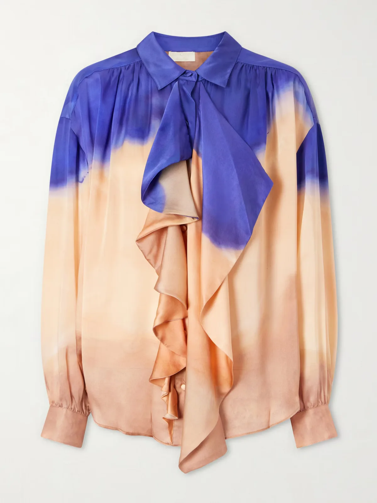 - Gesture Ruffled Dégradé Silk-satin Blouse -