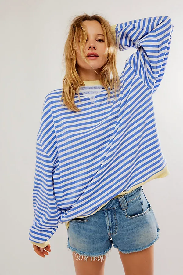 We the Free Classic Striped Oversized Crewneck by Free People