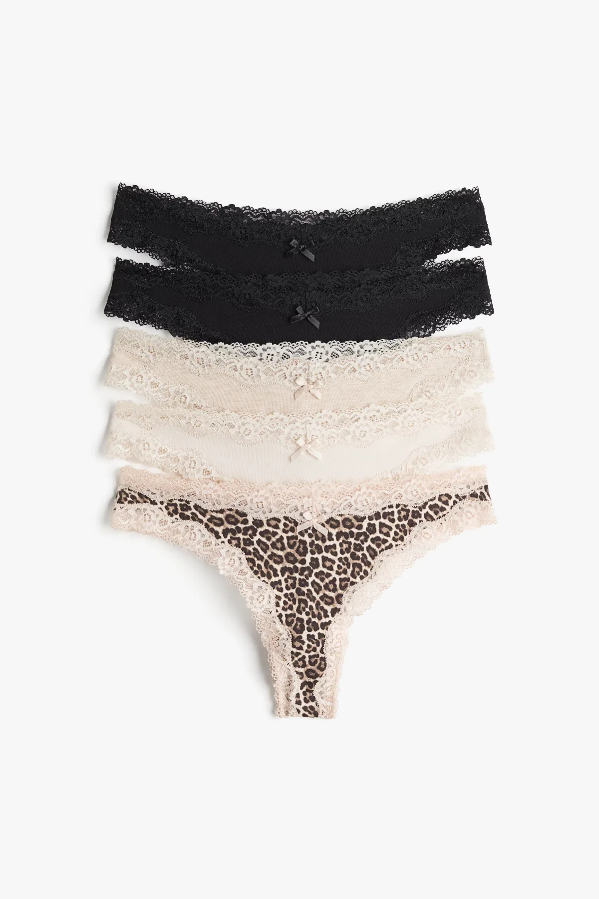 5-Pack Cotton and Lace Brazilian Briefs