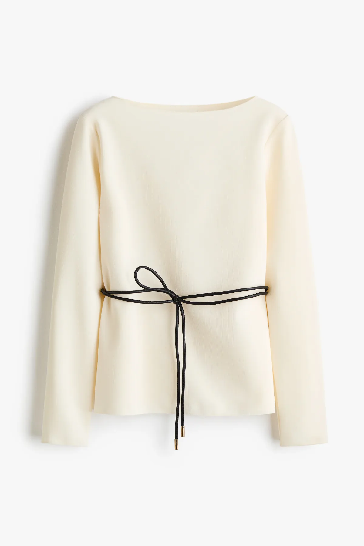 Boat-Neck Top with Tie Belt by H&M