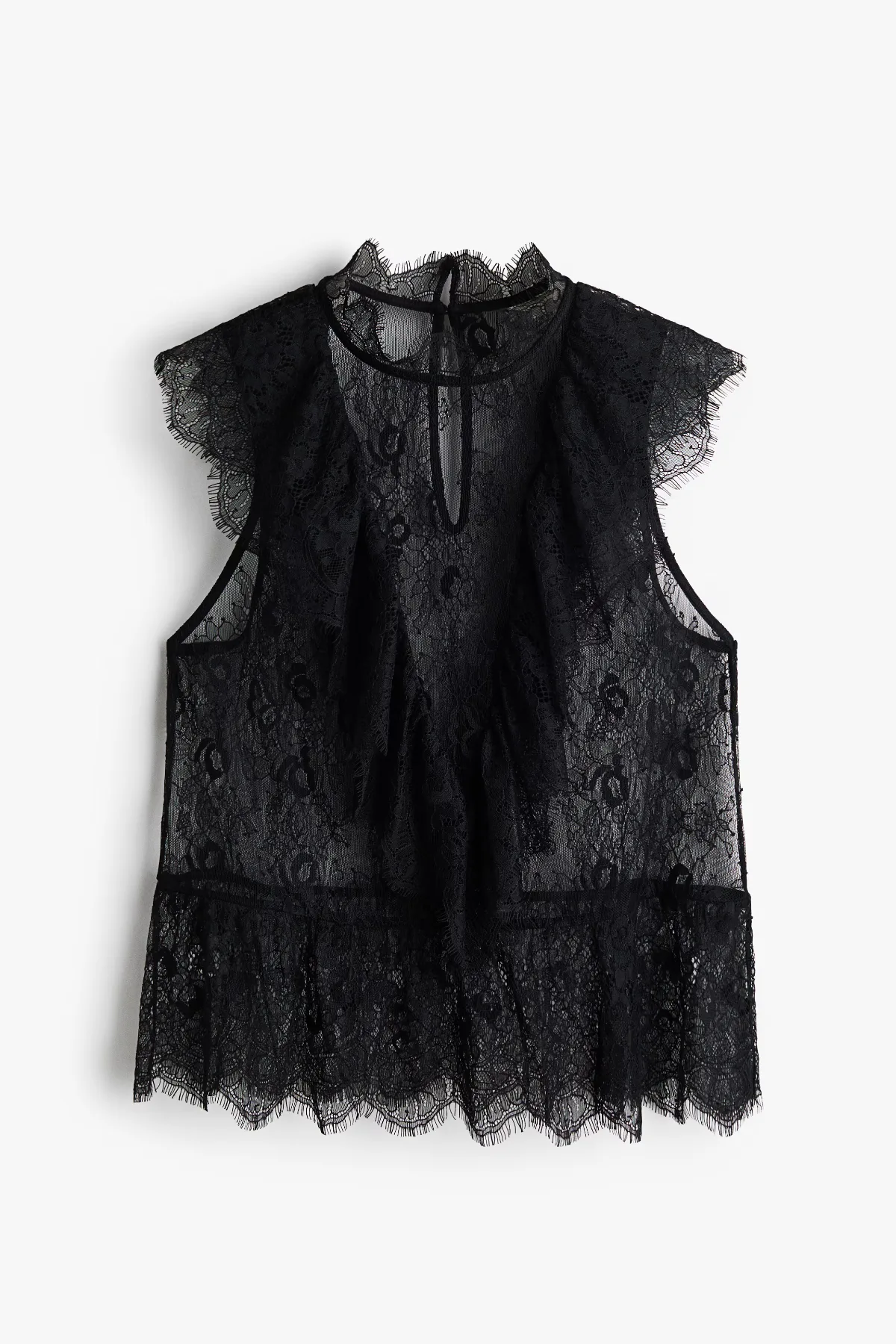 Ruffle-Trimmed Lace Top by H&M
