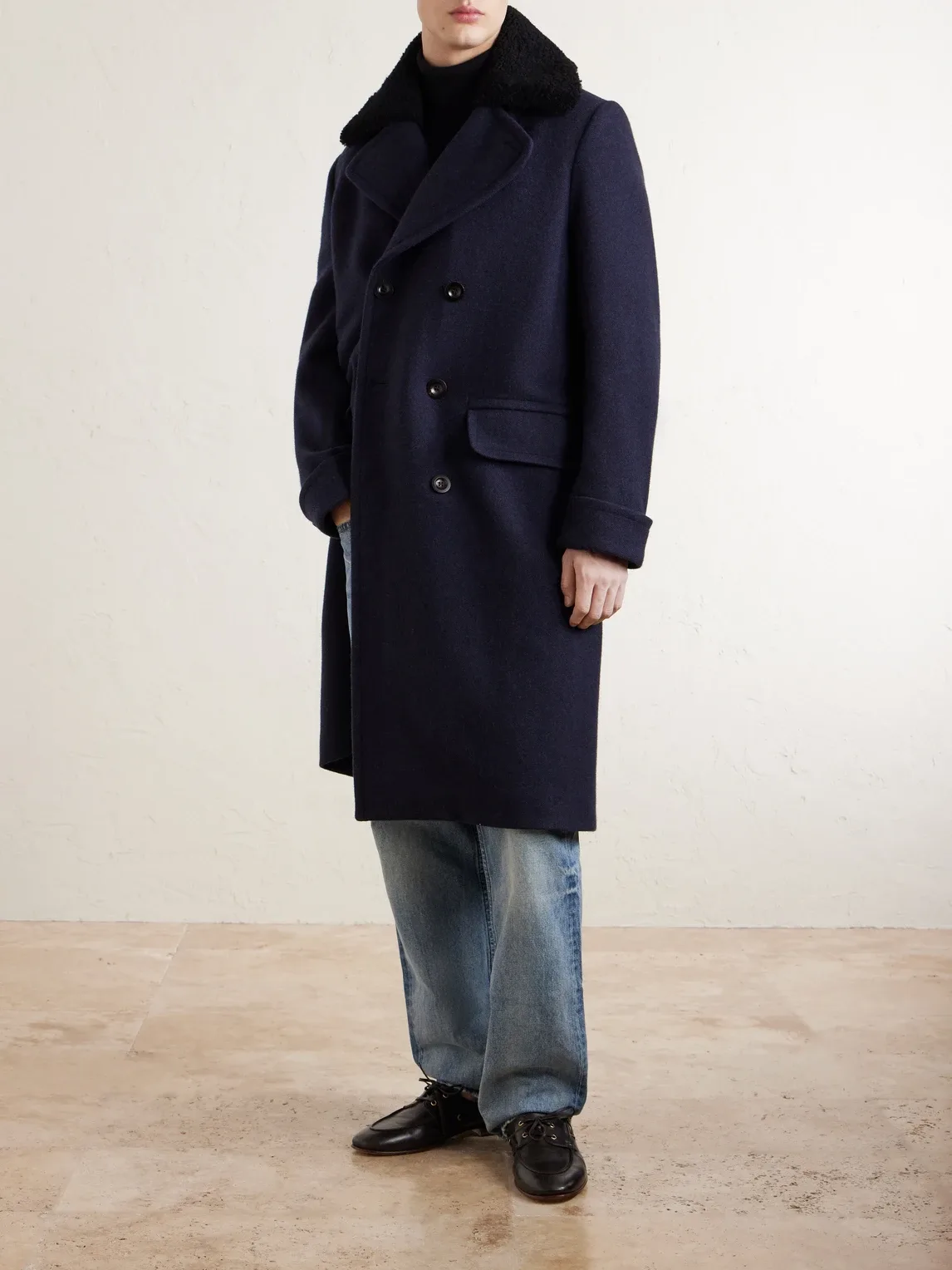 Private White V.C. the Admirals Great Shearling-Trimmed Merino Wool and Cashmere-Blend Coat by Private White Vc
