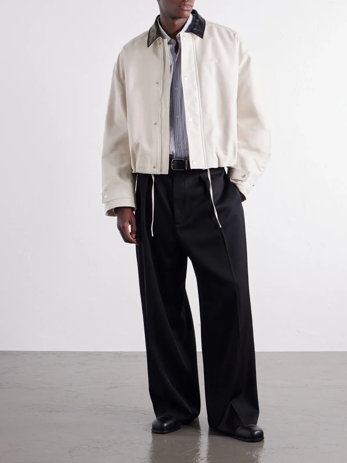 Opado Leather-Trimmed Cotton-Satin Blouson Jacket