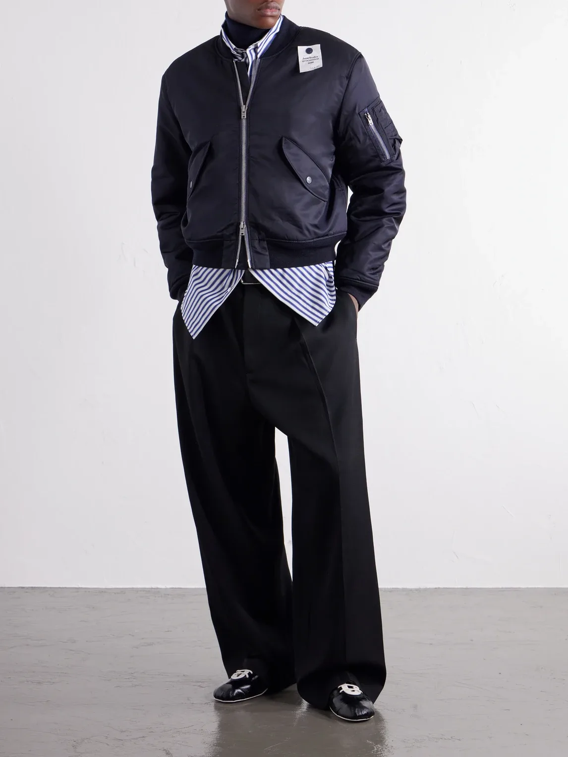 Orby Embellished Fleece-Lined Padded Twill Bomber Jacket by Acne Studios
