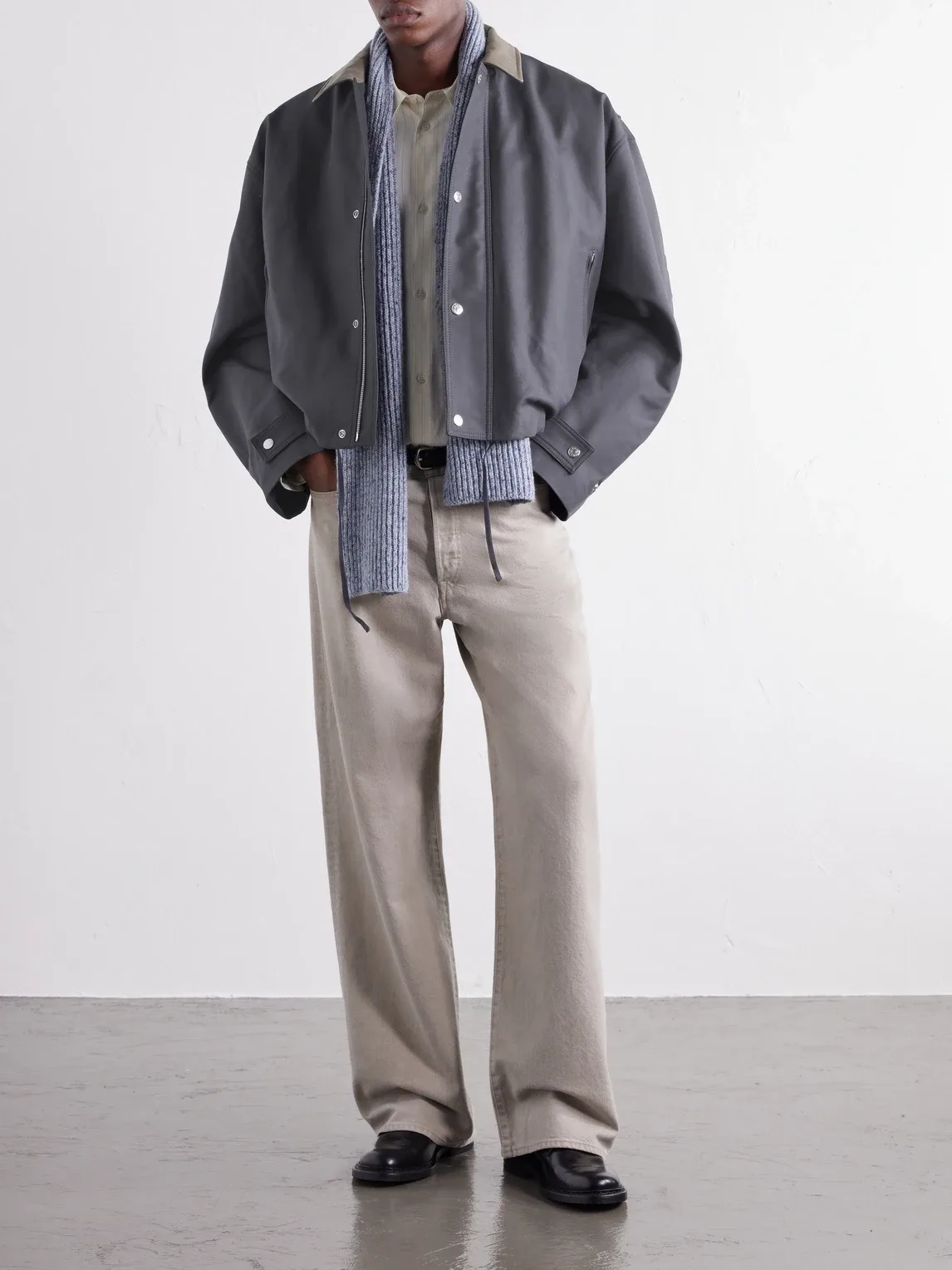 Opado Leather-Trimmed Cotton-Satin Blouson Jacket