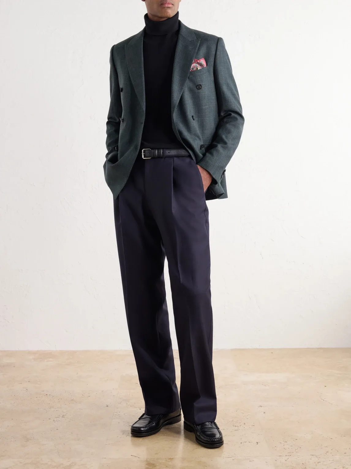 Double-Breasted Woven Wool, Silk and Linen-Blend Blazer