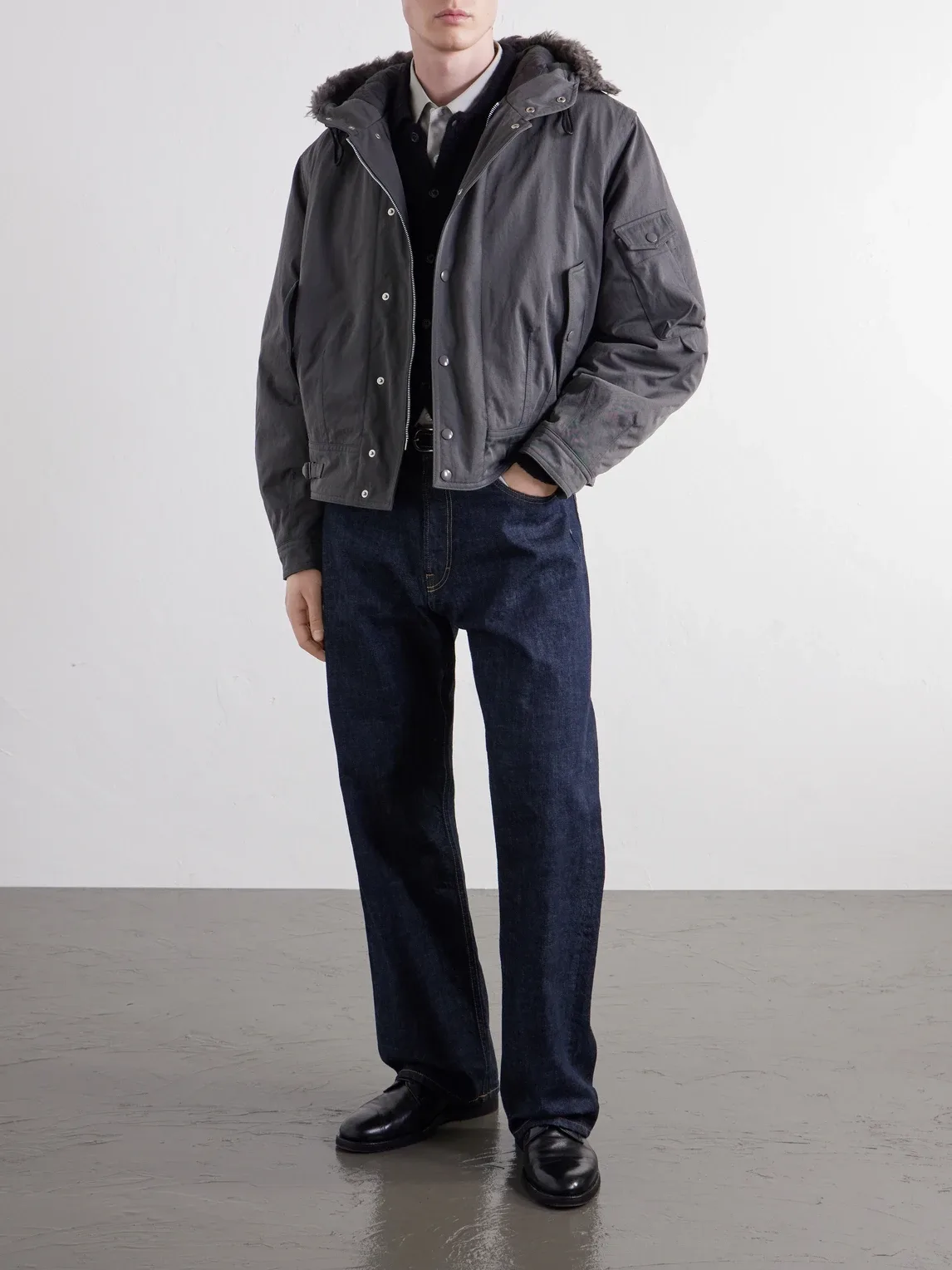 Orbit Hooded Twill Bomber Jacket