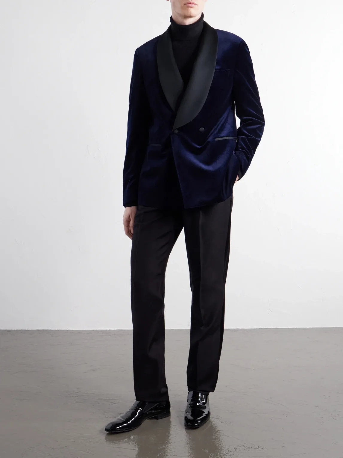Satin-Trimmed Cotton and Silk-Blend Velvet Tuxedo Jacket