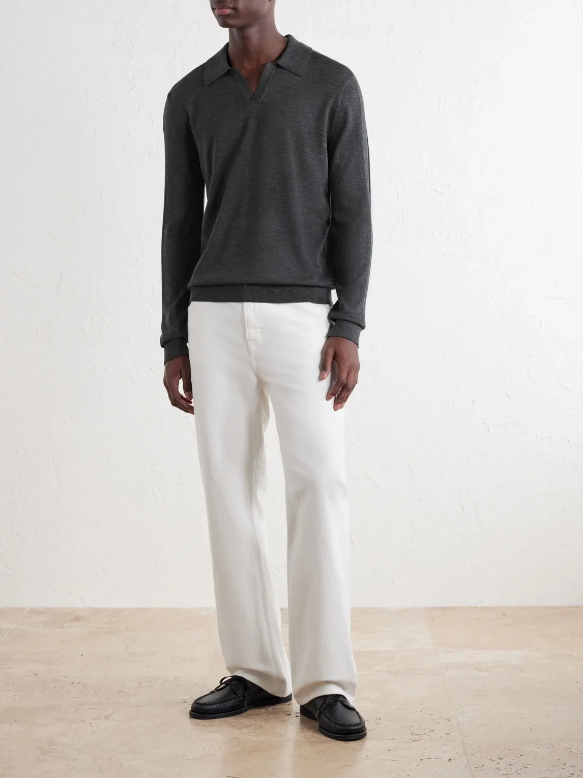Rib-Trimmed Merino Wool and Silk-Blend Polo Shirt