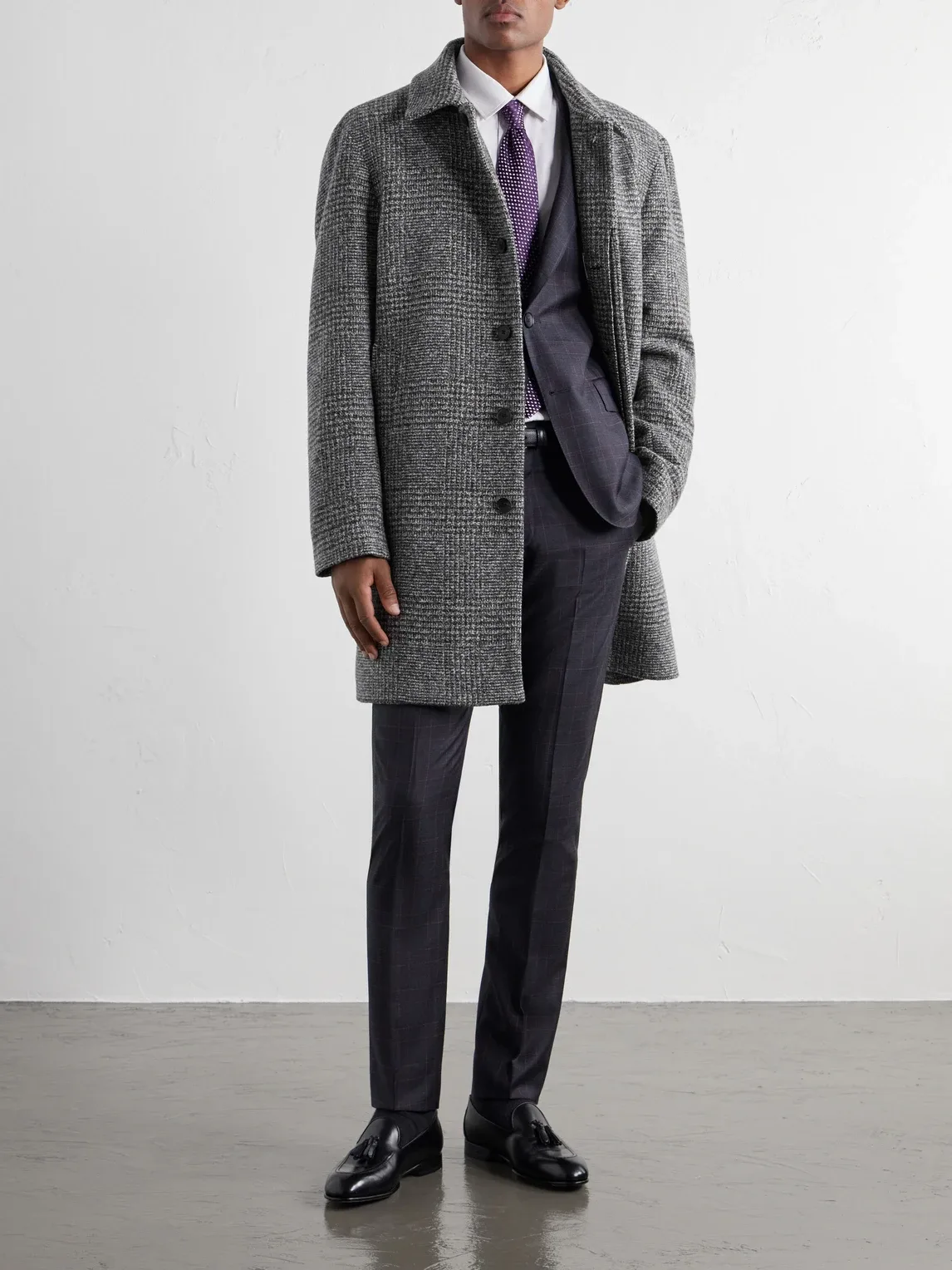 Prince of Wales Checked Wool and Cashmere-Blend Twill Coat by Mr P