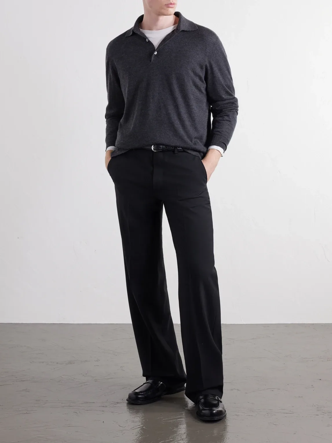 Cashmere and Silk-Blend Polo Sweater