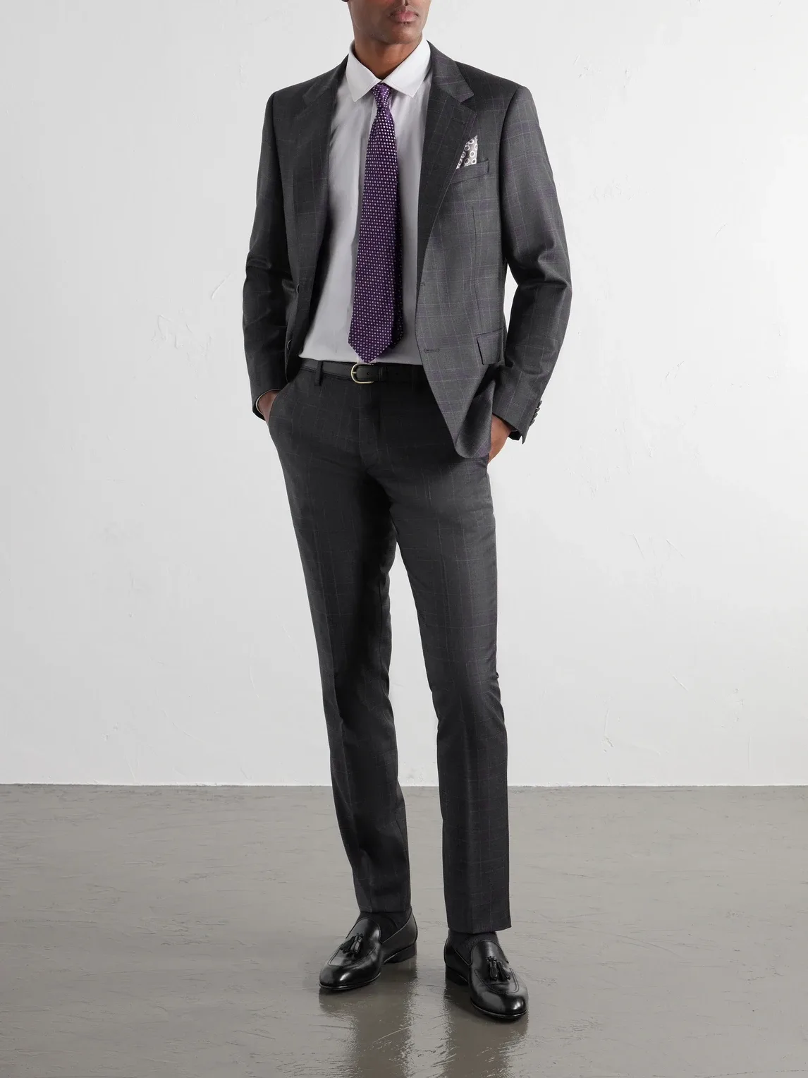 Straight-Leg Checked Wool-Twill Trousers