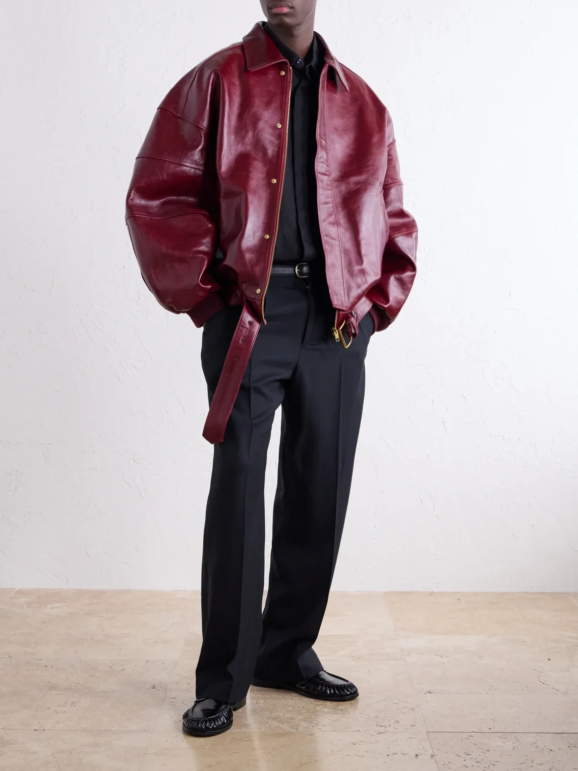 OS Hustlers Oversized Leather Jacket by Willy Chavarria