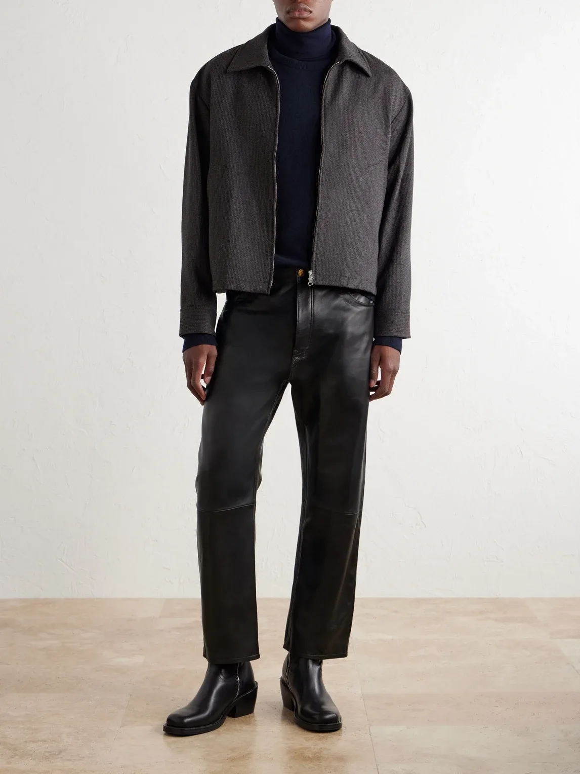 Chente Straight-Leg Paneled Leather Trousers