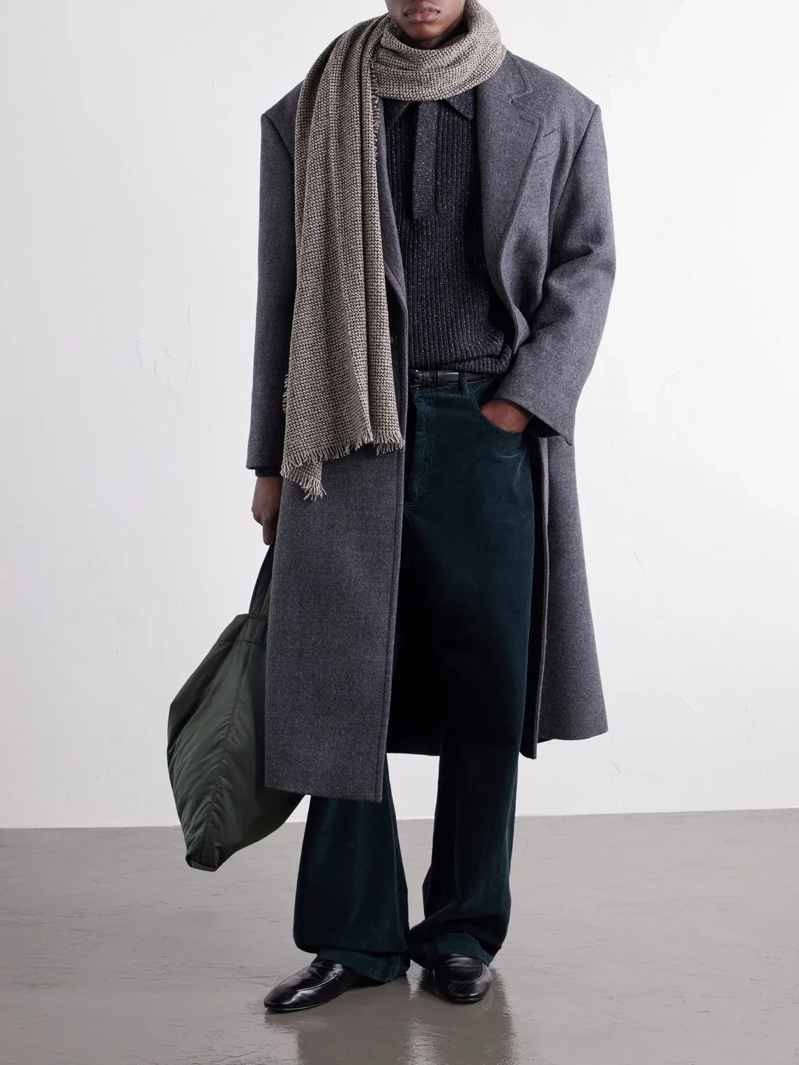 Logo-Appliquéd Fringed Cashmere-Bouclé Scarf by Aton