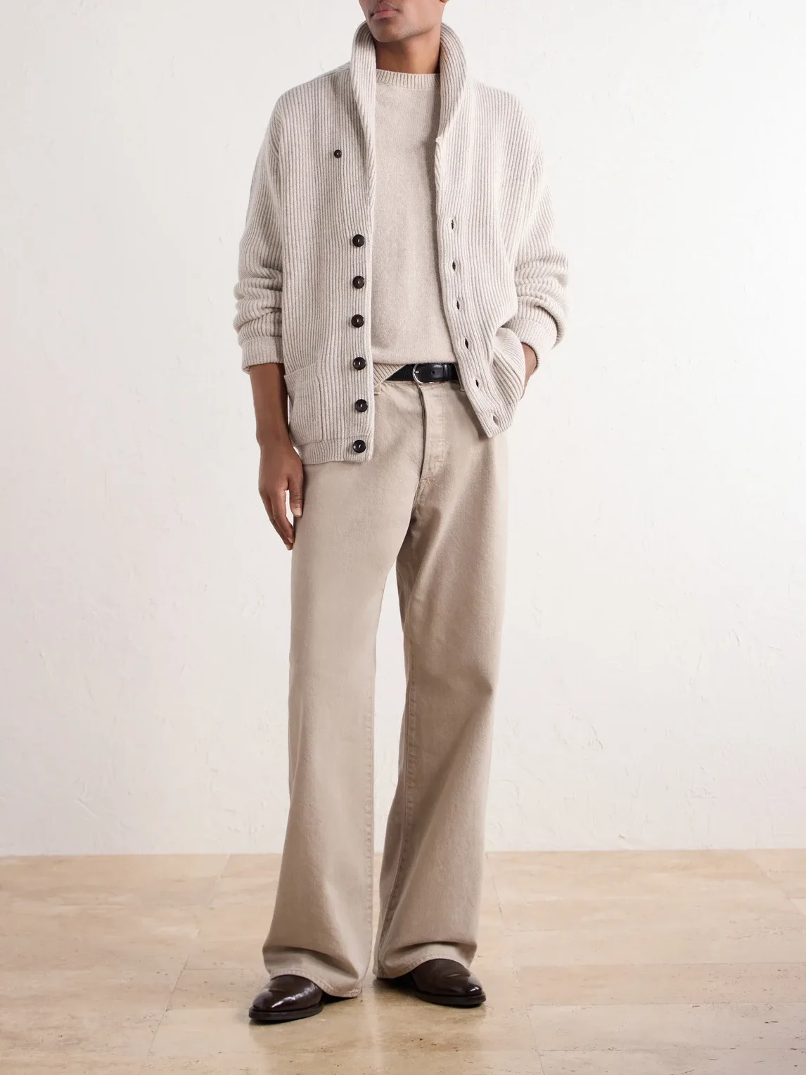 Kensington Shawl-Collar Ribbed Cashmere Cardigan