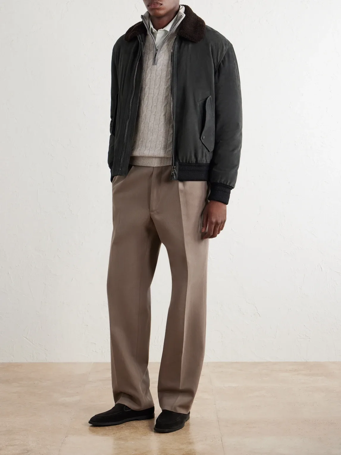 Albemarle Cable Cashmere Half-Zip Sweater