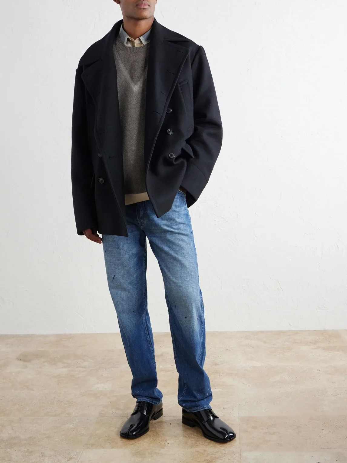 Straight-Leg Stained Jeans