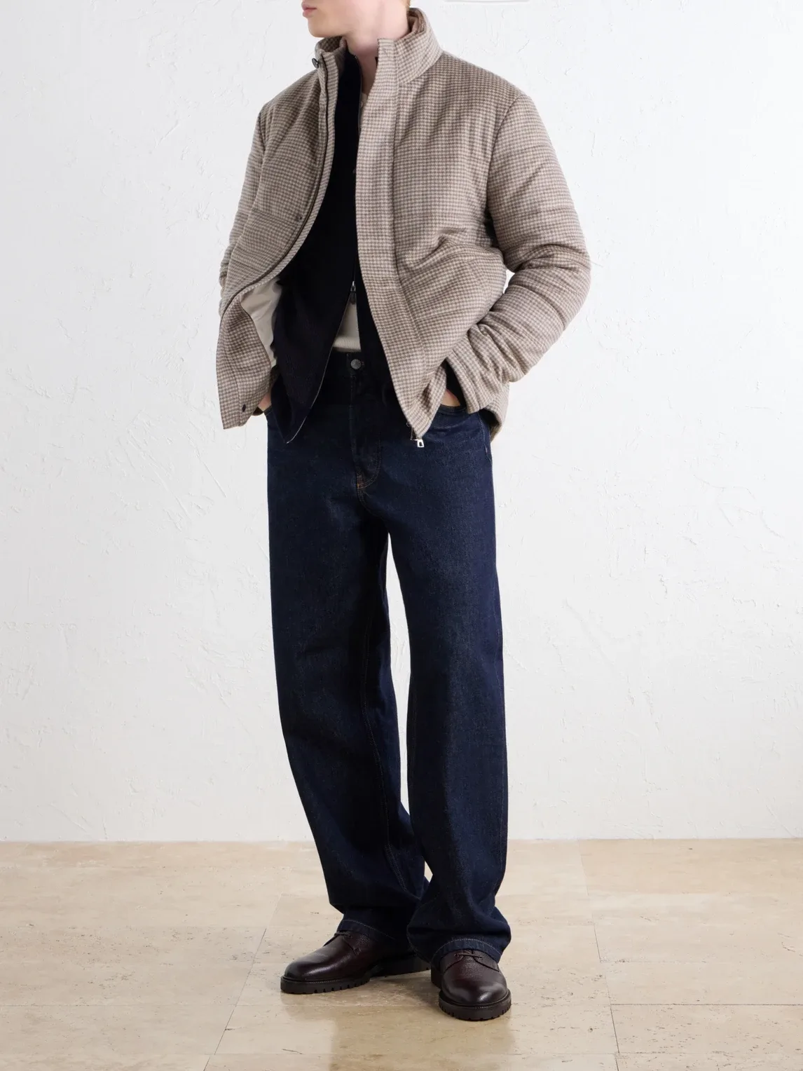 Quilted Houndstooth Cashmere Jacket