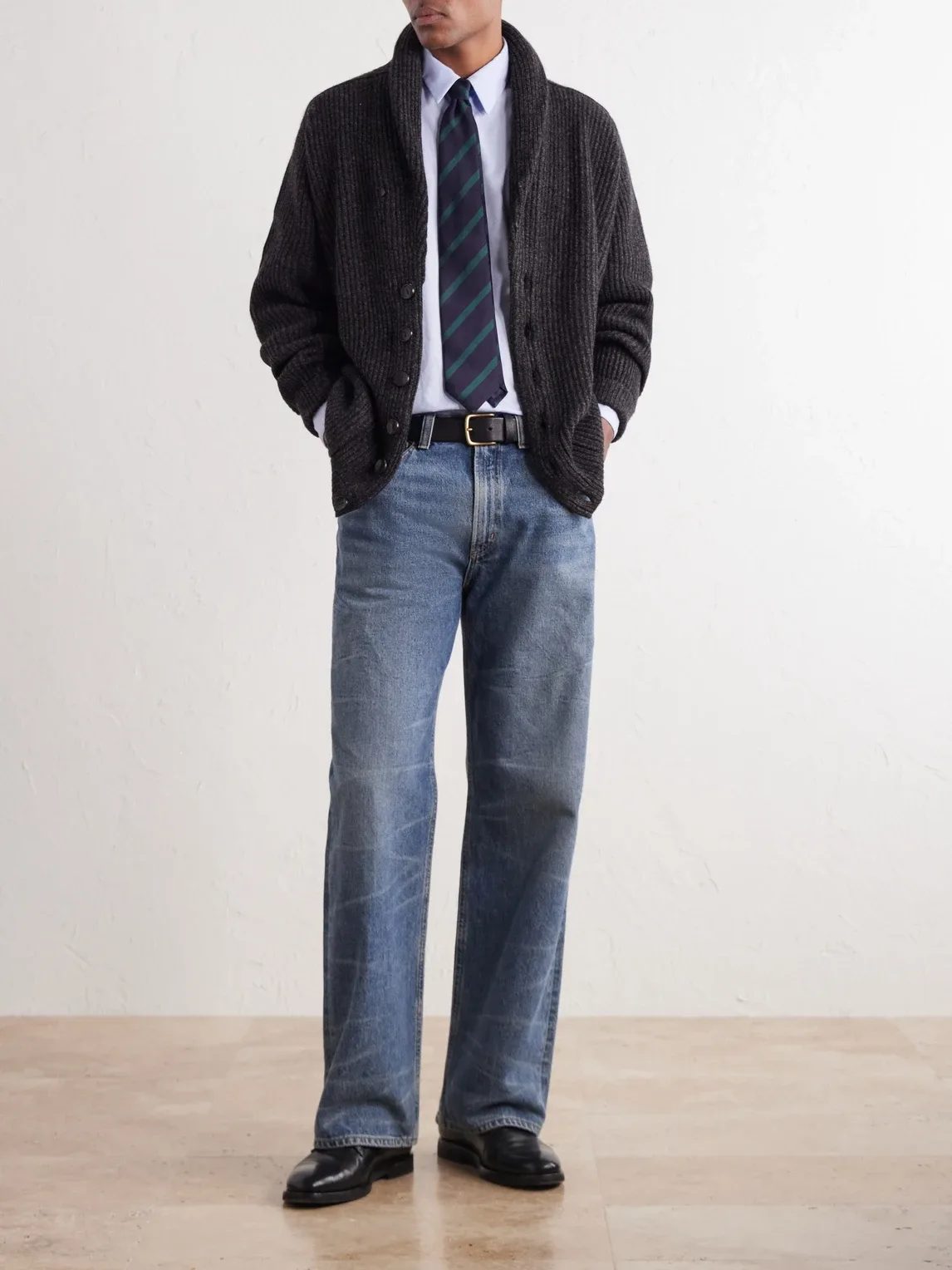 Kensington Shawl-Collar Ribbed Cashmere Cardigan