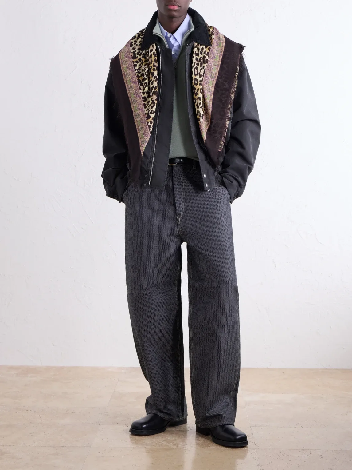 Fringed Printed Gauze Scarf by Kapital