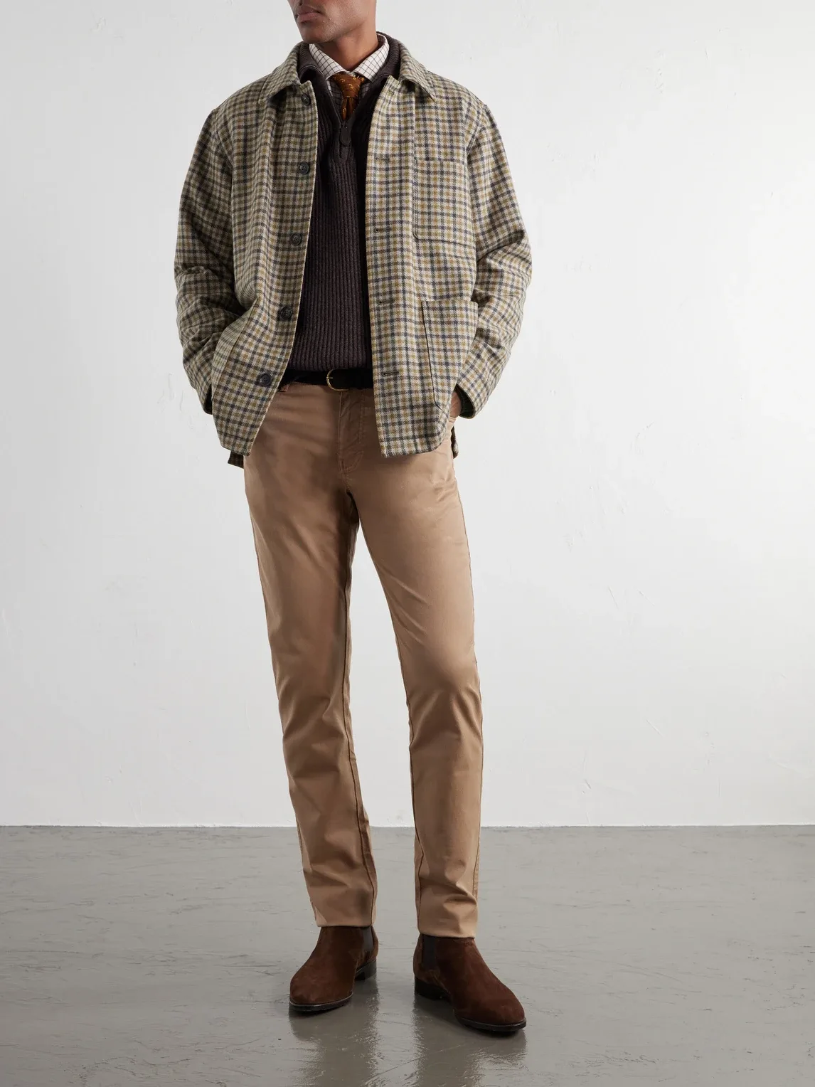 Checked Wool-Twill Overshirt
