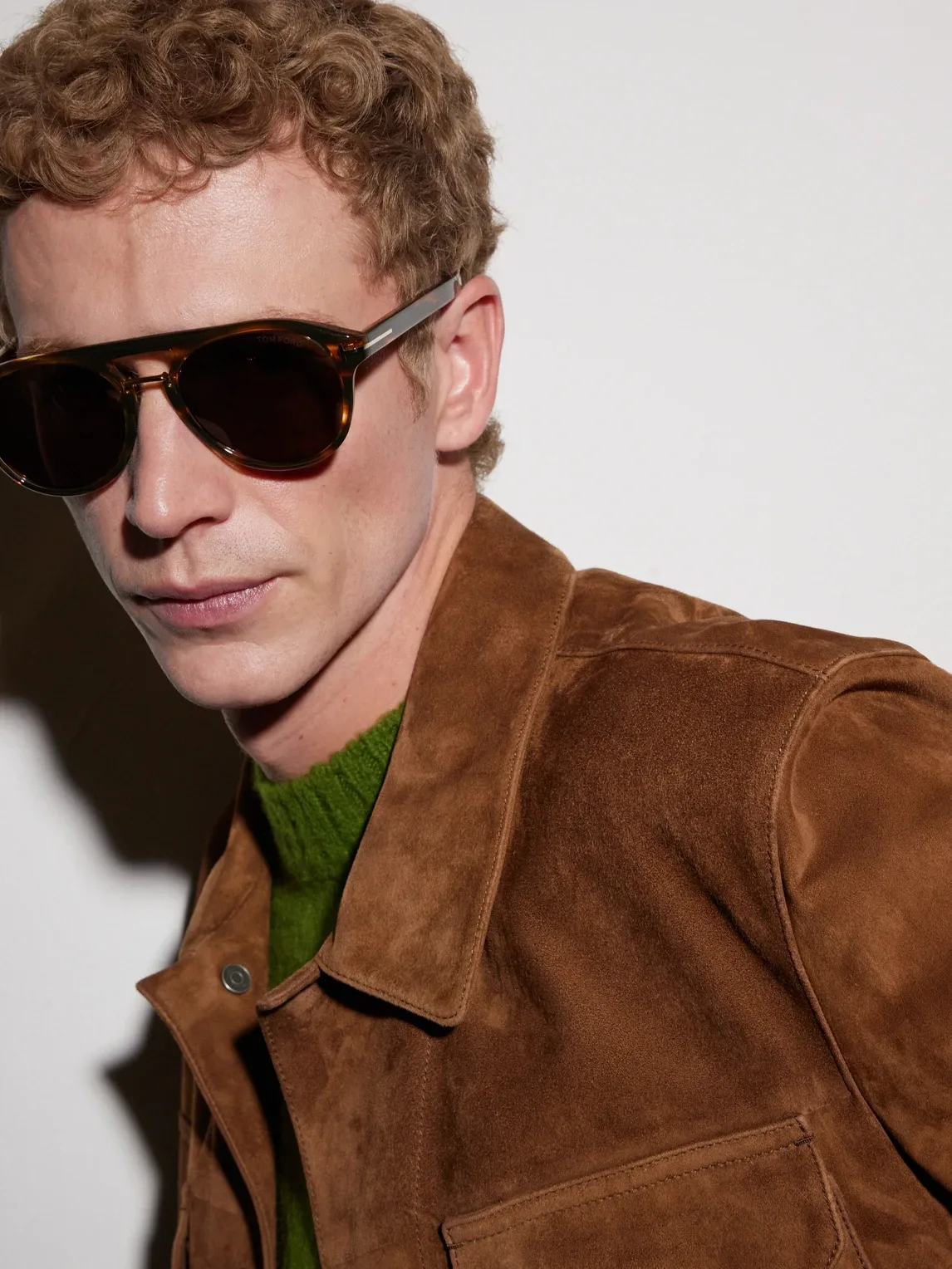 Icon Double-Bridge Aviator-Style Acetate Sunglasses by Tom Ford