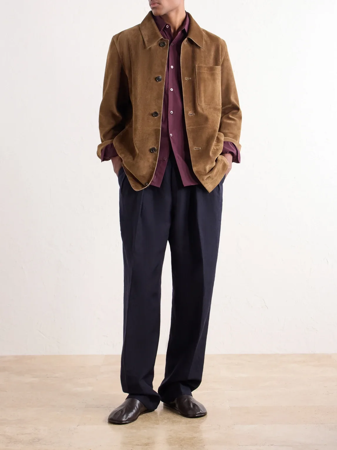 Straight-Leg Pleated Cashmere and Linen-Blend Twill Trousers