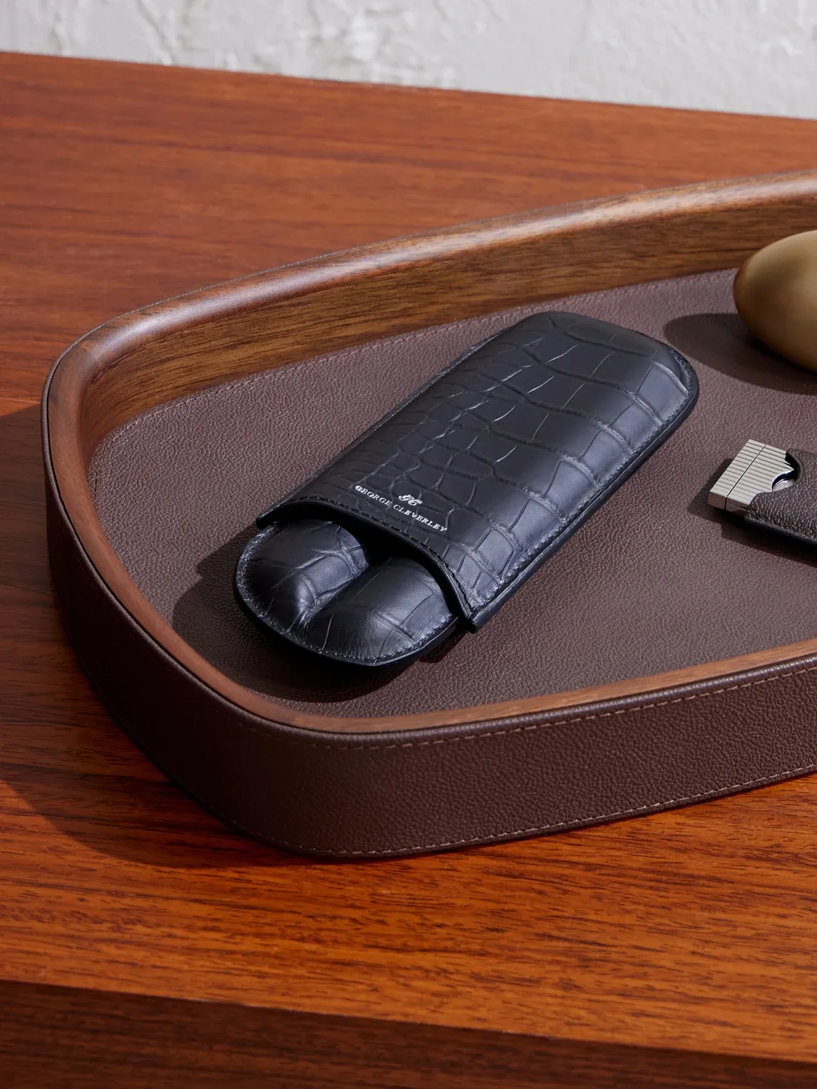 Croc-Embossed Leather Cigar Holder by George Cleverley