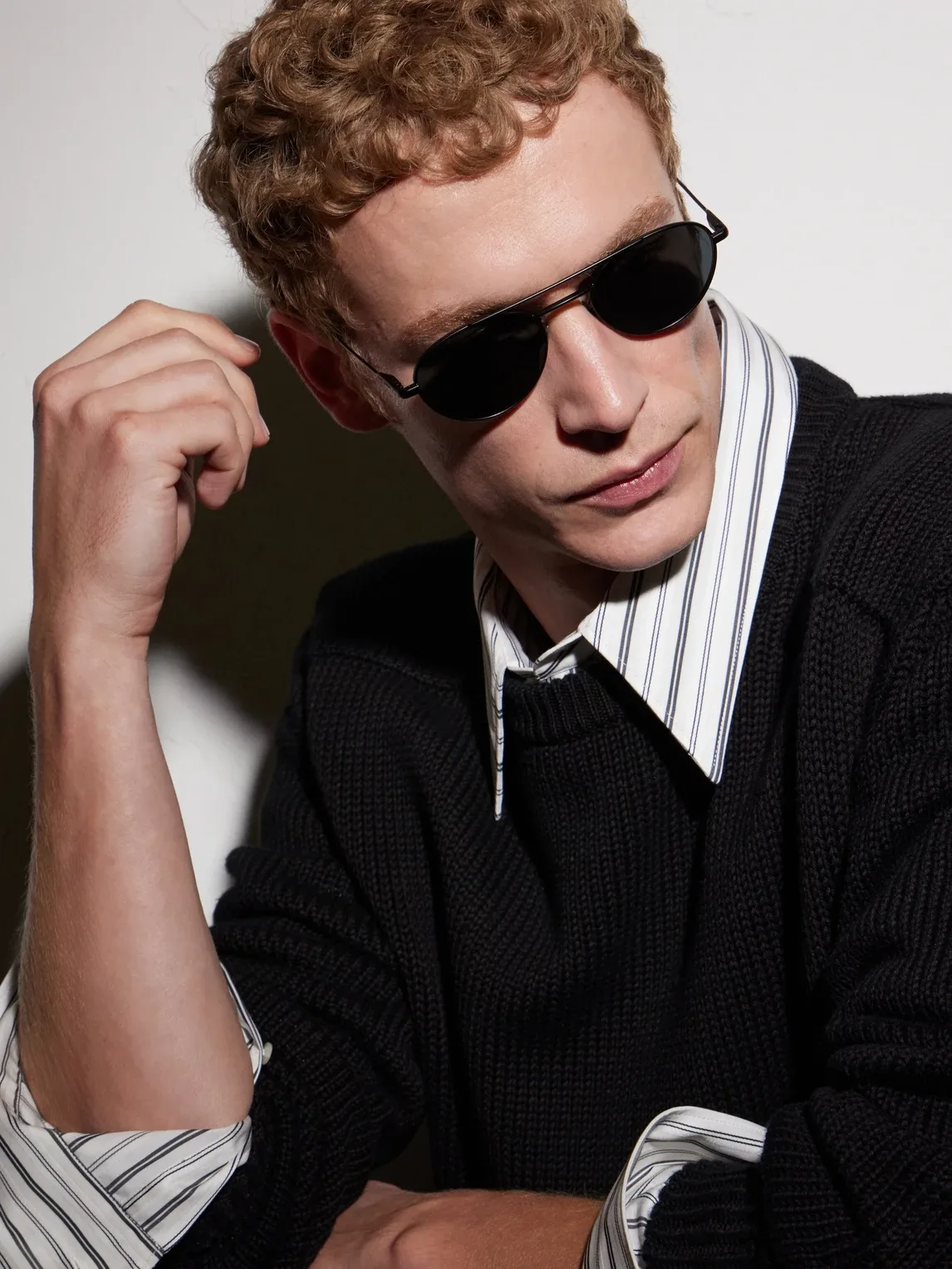 Double-Bridge Round-Frame Metal Sunglasses by Saint Laurent